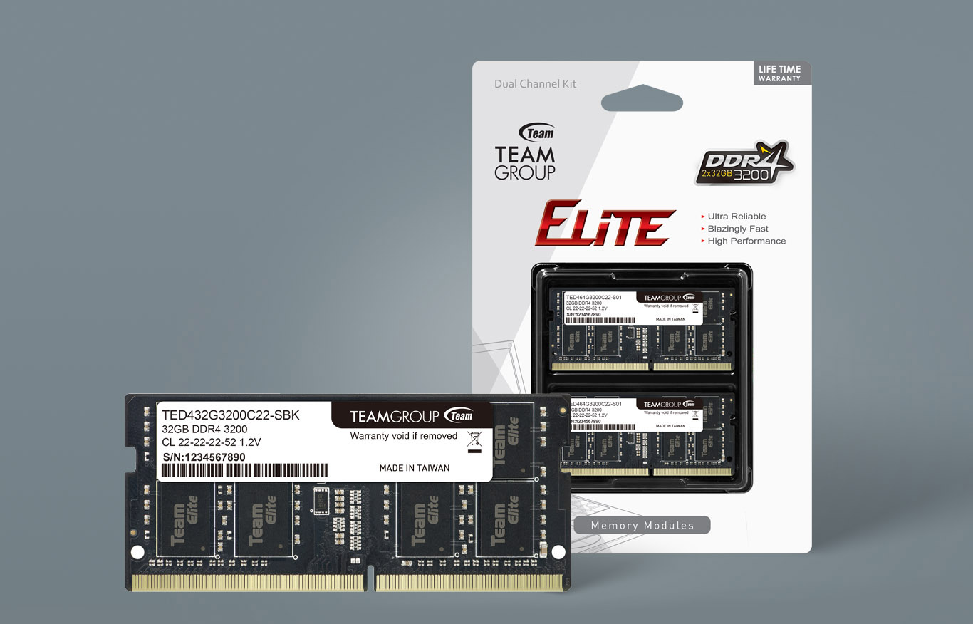 Team Elite 16GB 2x8GB 260-Pin DDR4 SO-DIMM DDR4 3200 PC4 25600 
